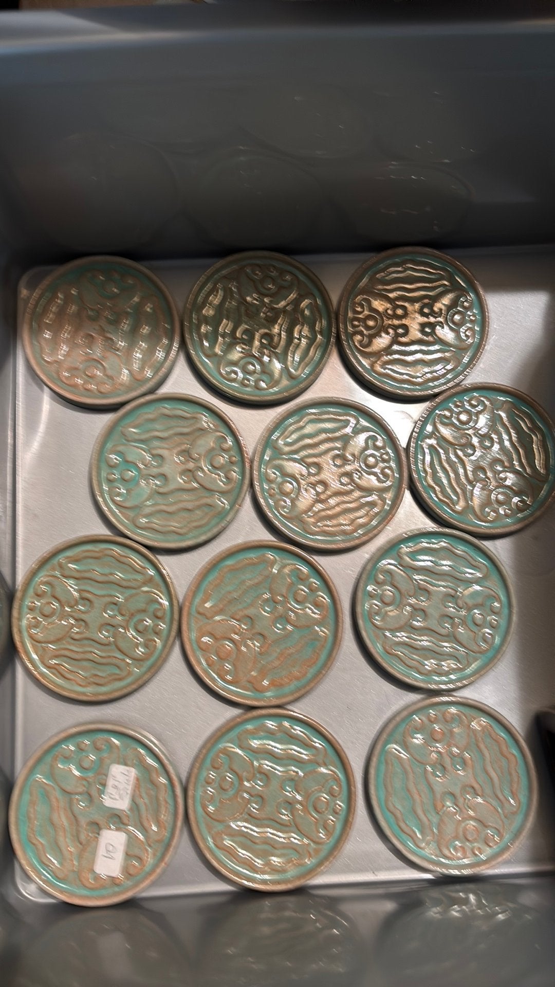 Onderzetters 12x, Groen, Steen/keramiek, Glasonderzetter, Ophalen of Verzenden