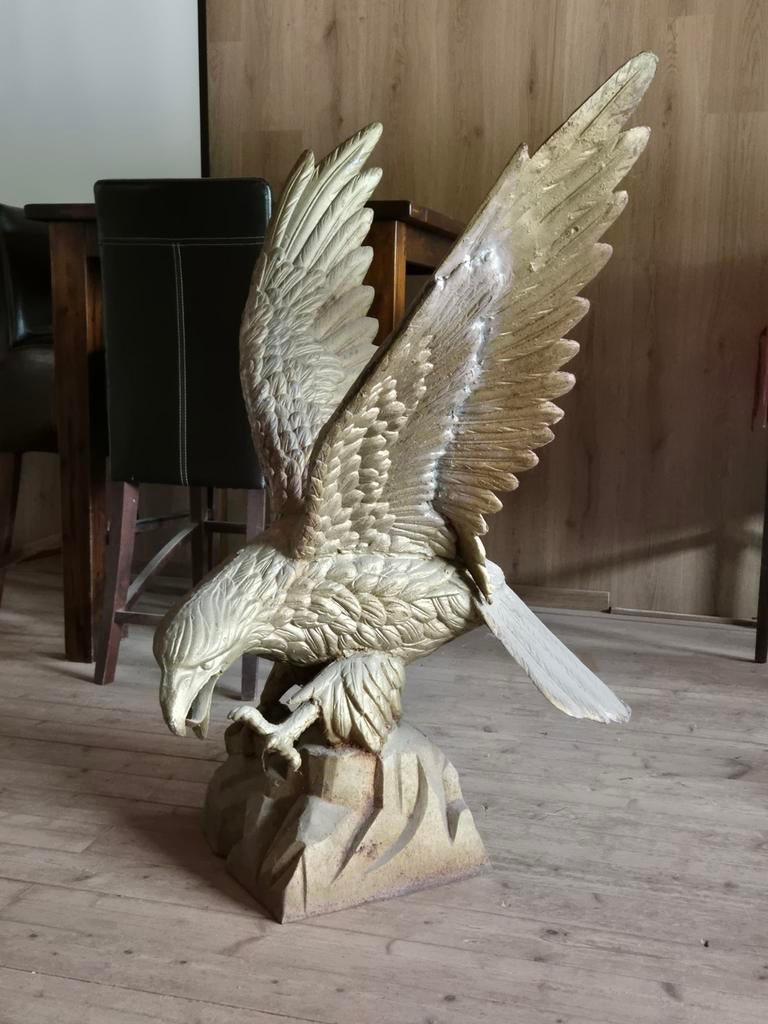 Groot Adelaar Beeld - Goudkleurig, Ophalen, 50 - 100 cm, Op sokkel, Overige materialen