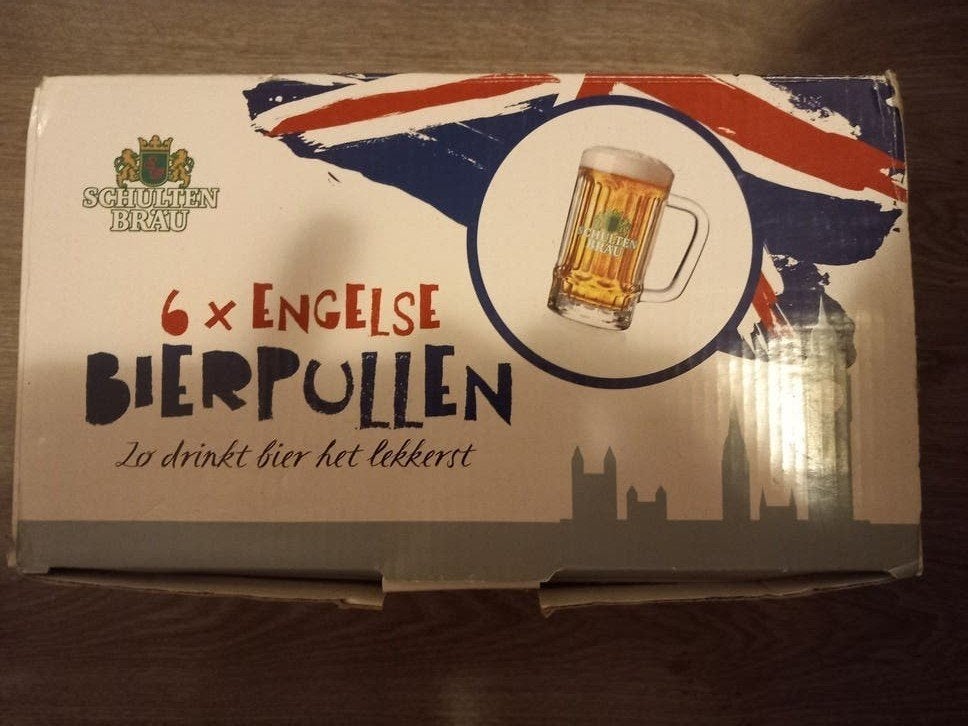 6x Engelse Bierpullen Schultenbräu - Nieuw in doos, Ophalen, Nieuw, Overige merken, Glas