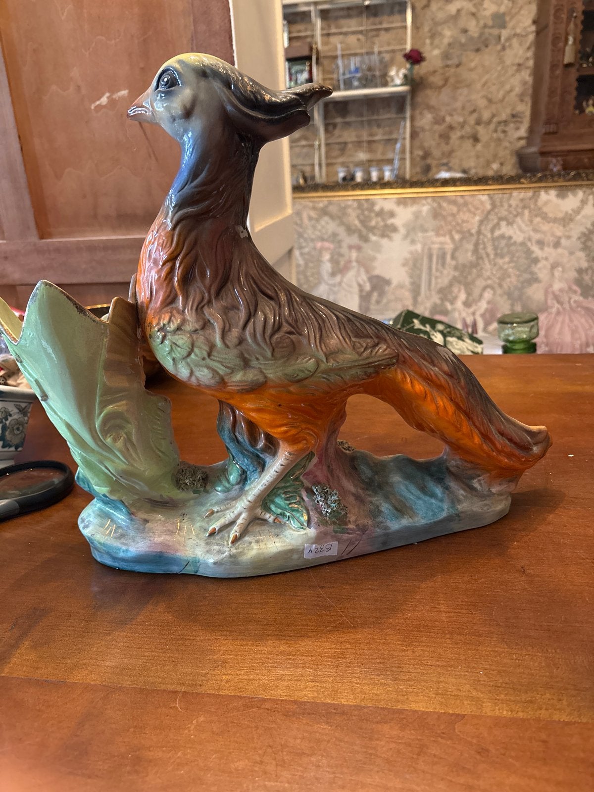 Vintage keramische fazant bloempot/decoratie, Antiek en Kunst, Ophalen of Verzenden
