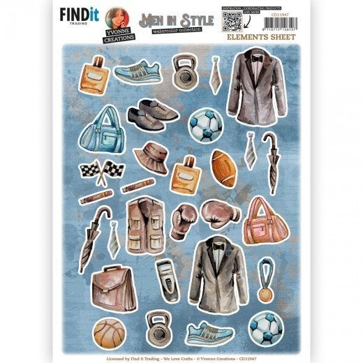 Yvonne Creations CD11947 Men in Style elementen knipvel A4, ., Nieuw, Ophalen of Verzenden, .