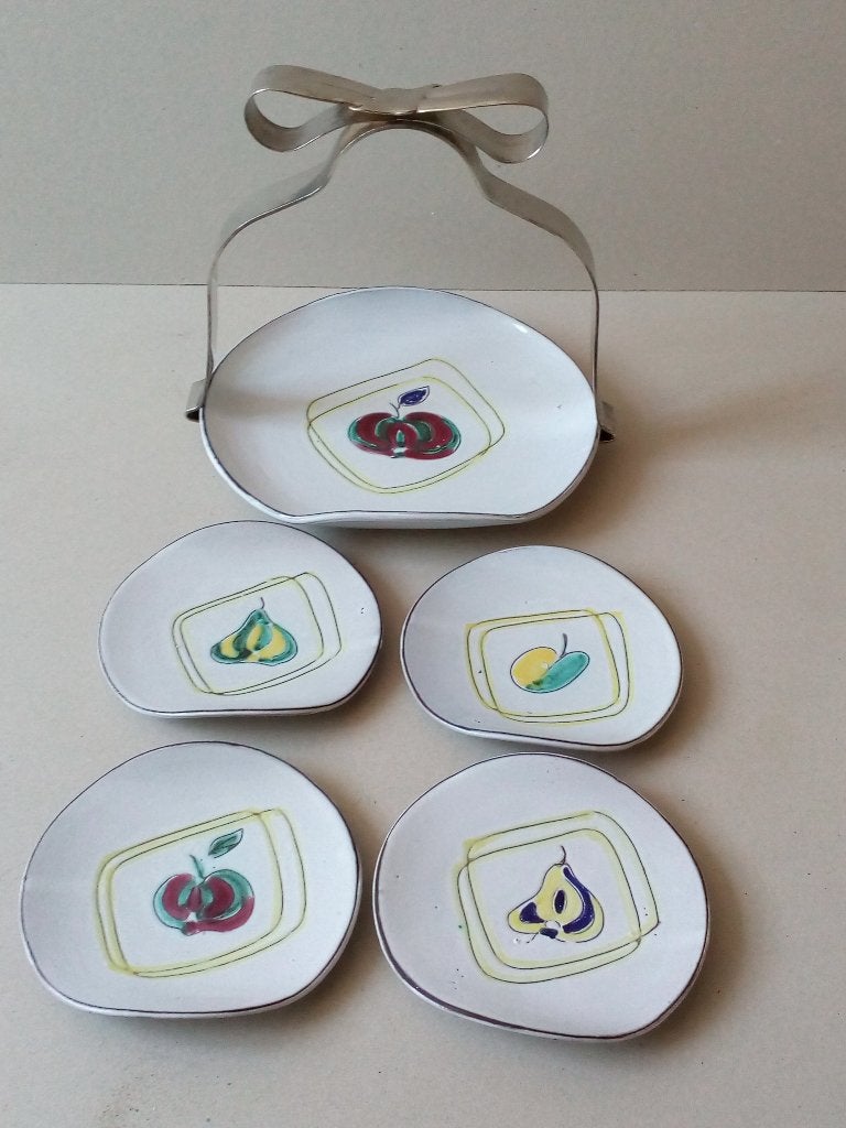 Schalenset met beugel. Fruitdecoratie. Handgemaakt, Ophalen of Verzenden