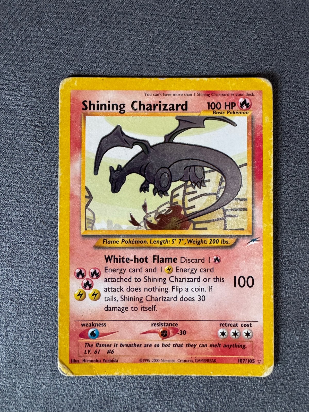 Shining Charizard 107/105 Pokémon Kaart - Neo Destiny, Ophalen, Gebruikt, Losse kaart