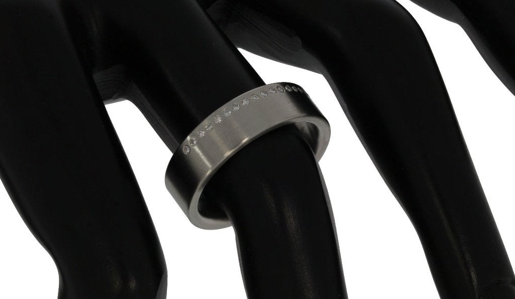 17 diamanten briljant fraaie heren dames ring edelstaal, Voordeelsieraden, Nieuw, 17 tot 18, Met edelsteen