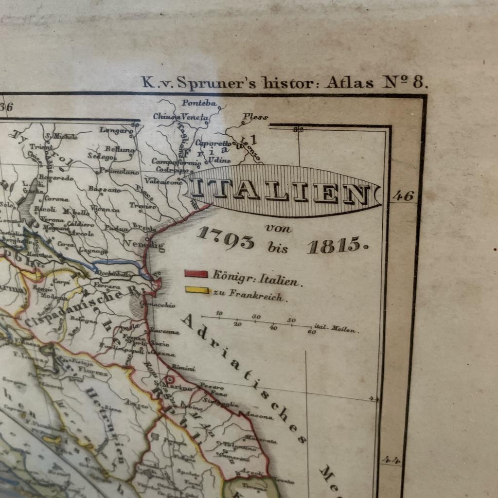 Antieke landkaart Italië - 1815 Spruner's Historische Atlas, Antiek en Kunst, Ophalen