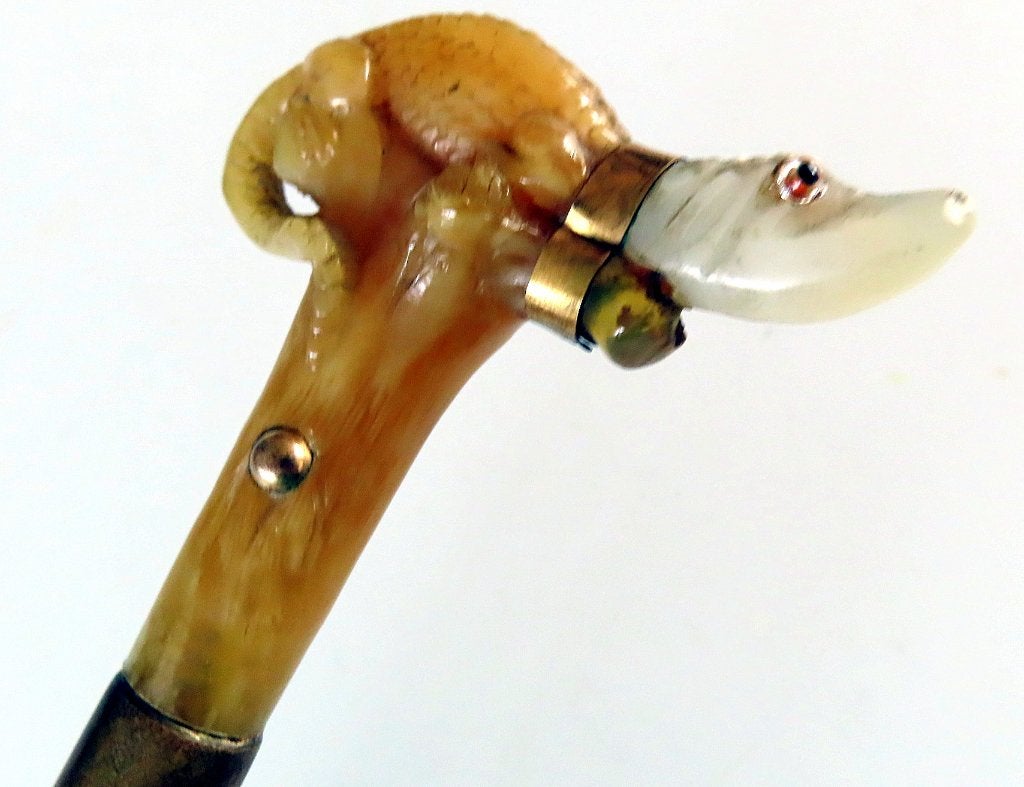 Uit inboedel: Flaneerstok/smalle wandelstok/zilver/hagedis e, Ophalen of Verzenden