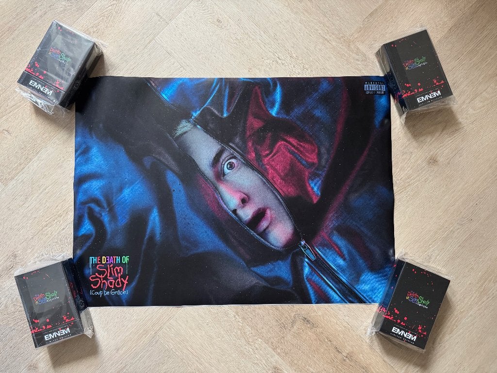 Eminem - The Death Of Slim Shady Promo Poster (Dubbelzijdig), Ophalen, Rechthoekig Liggend, Zo goed als nieuw, A1 t/m A3