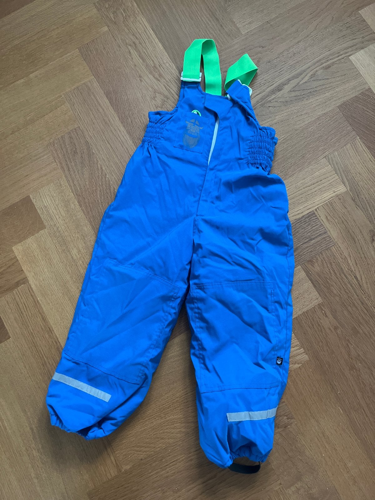 Blauwe Danefae skibroek met groene bretels, Ophalen, Gebruikt, Jongen of Meisje
