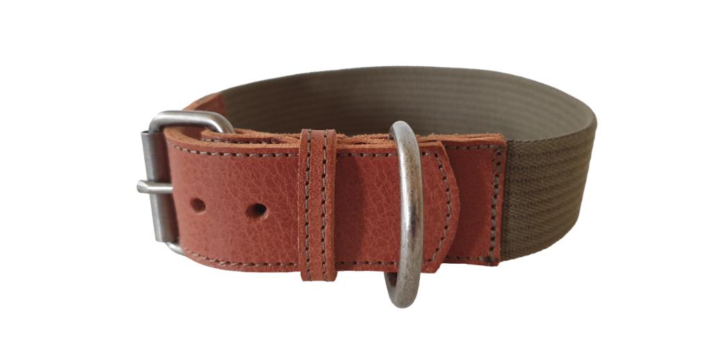 ANIMAL BOULEVARD Halsband Nek 46-54 cm Cognac-Groen -40%!!!, Ophalen of Verzenden, Handgemaakt, Nieuw