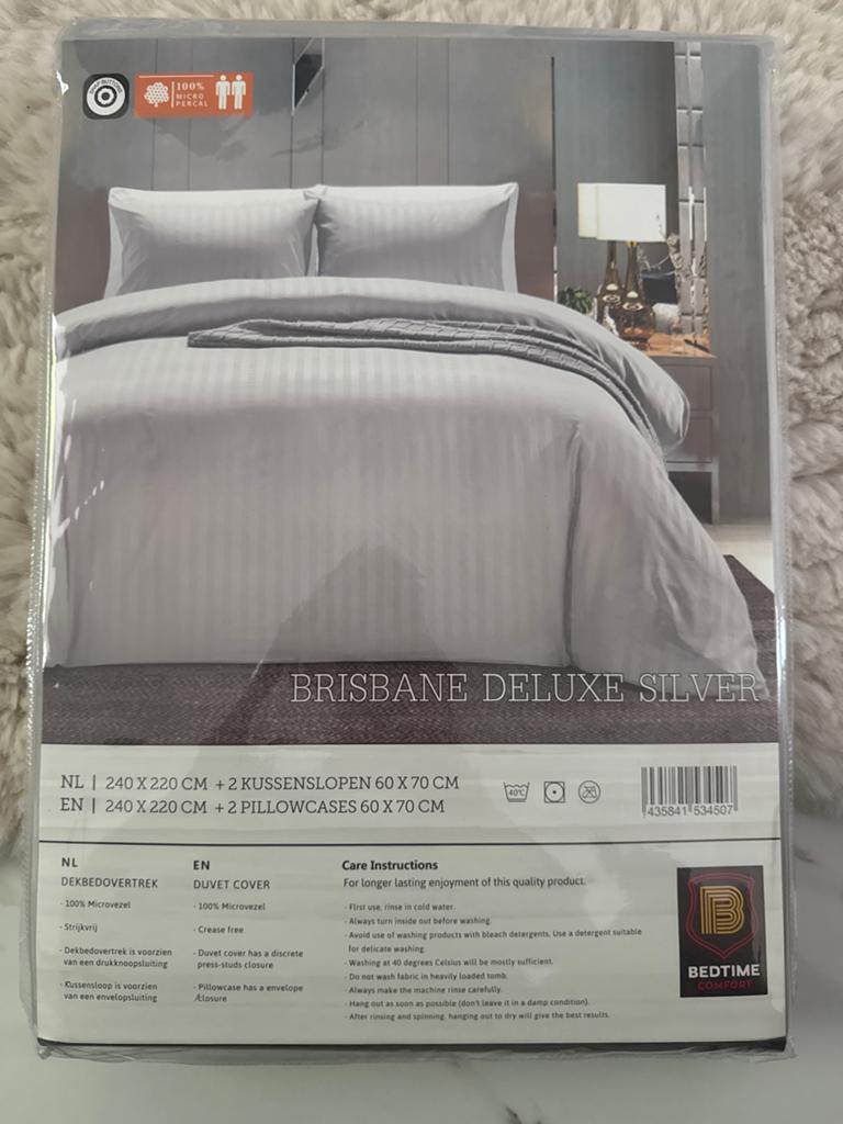 New Brisbane silver duvet cover set, Dekbedovertrek, Ophalen of Verzenden, Grijs, Nieuw