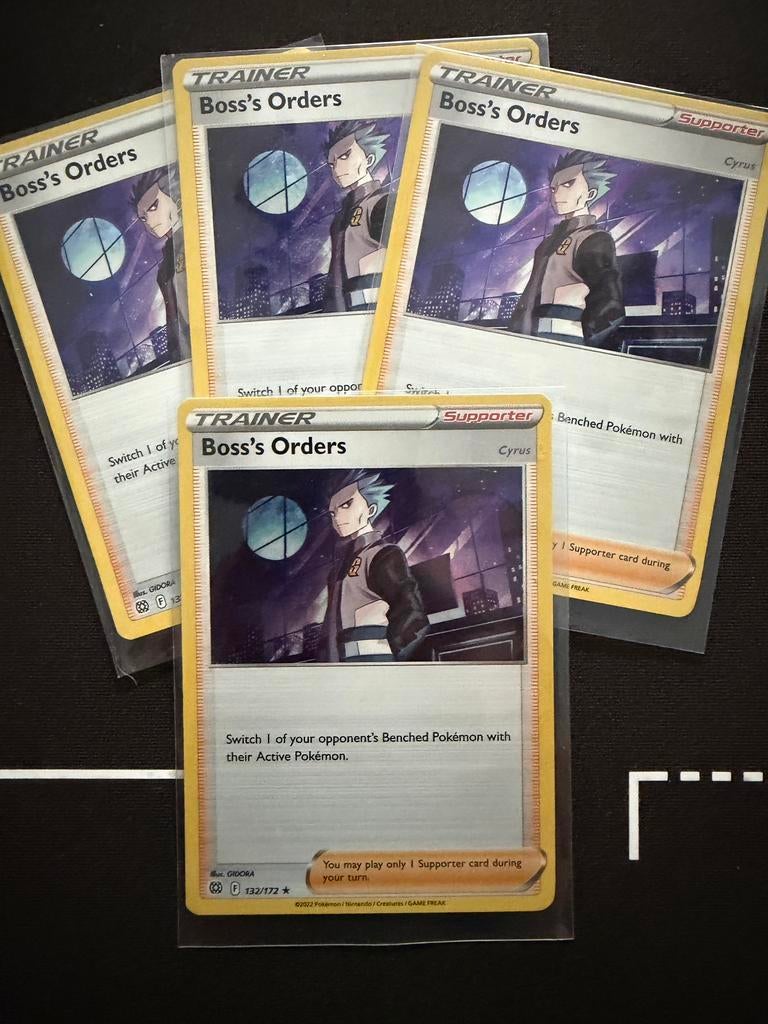 Pokémon Boss’s Orders Cyrus Holo set van 4 132/172, Ophalen of Verzenden, Zo goed als nieuw
