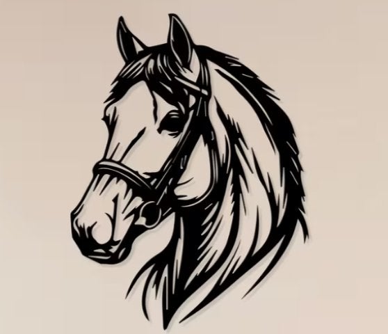 Muurdecoratie Paardenhoofd metaal zwart, Metaal, 30 cm, 20 cm, Zwart