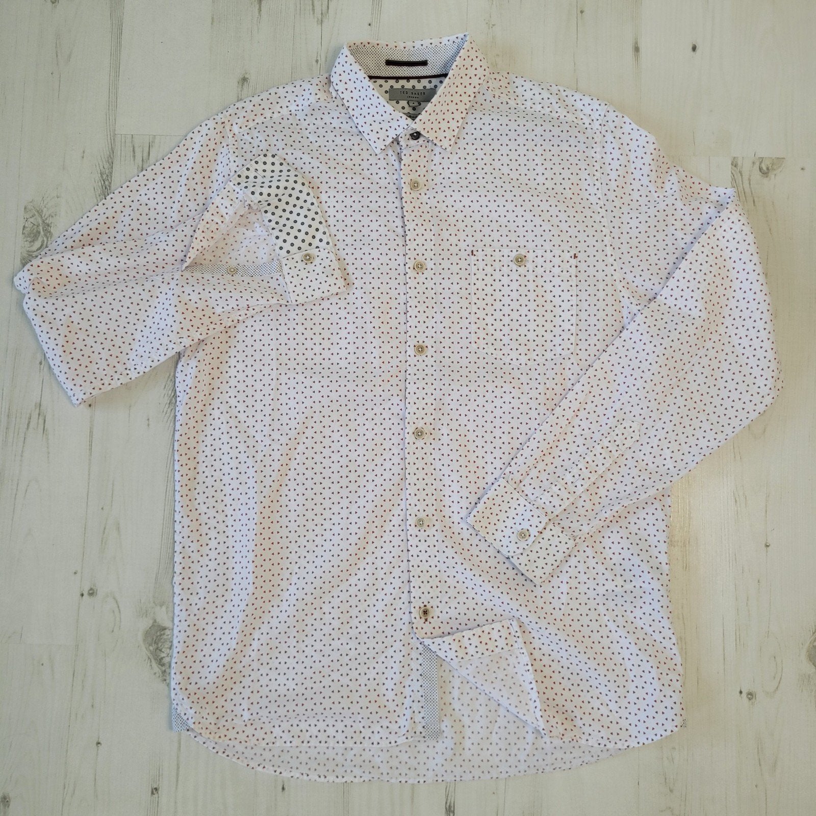 Ted Baker knit overhemd lange mouwen 4 M wit met print, Kleding | Heren, Overhemden, Ted Baker, Wit, Zo goed als nieuw, Halswijdte 39/40 (M)