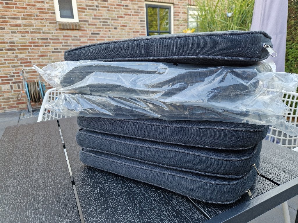 Nieuwe antracietkleurige tuinkussens (6 stuks), Tuin en Terras, Ophalen, Nieuw
