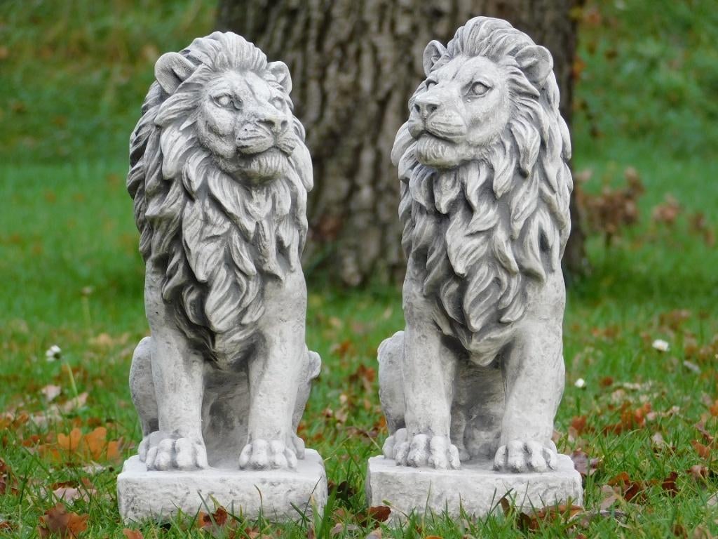 Set Leeuwen - Links en Rechts - Steen, Tuin en Terras, Dierenbeeld, Steen, ., Ophalen of Verzenden