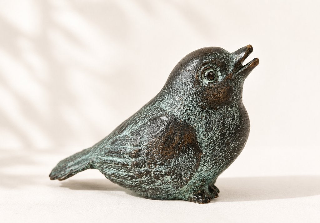 Bronzen Mus / brons / 8 cm hoog / vogel, Dierenbeeld, Nieuw, Info@huisentuindecoratiemarie.nl, Huis en tuin decoratie marie
