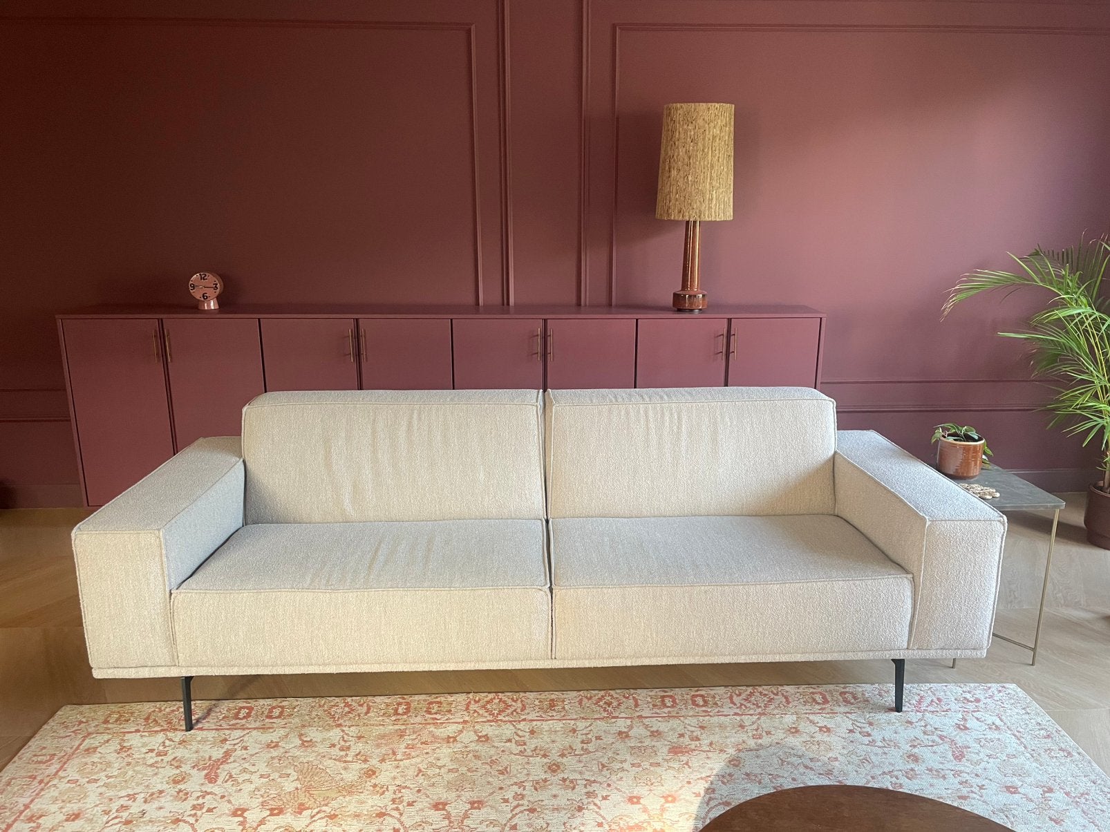 Stoffen driepersoons bank taupe merk Cartel living Nomad, Huis en Inrichting, Ophalen, Driepersoons, 75 tot 100 cm, Zo goed als nieuw