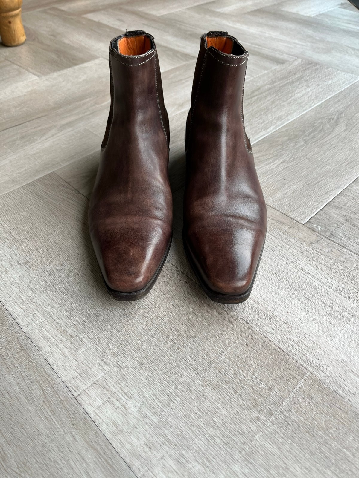 Santoni Chelsea Boots - Bruin Leer, Ophalen of Verzenden, Gedragen, Bruin, Boots