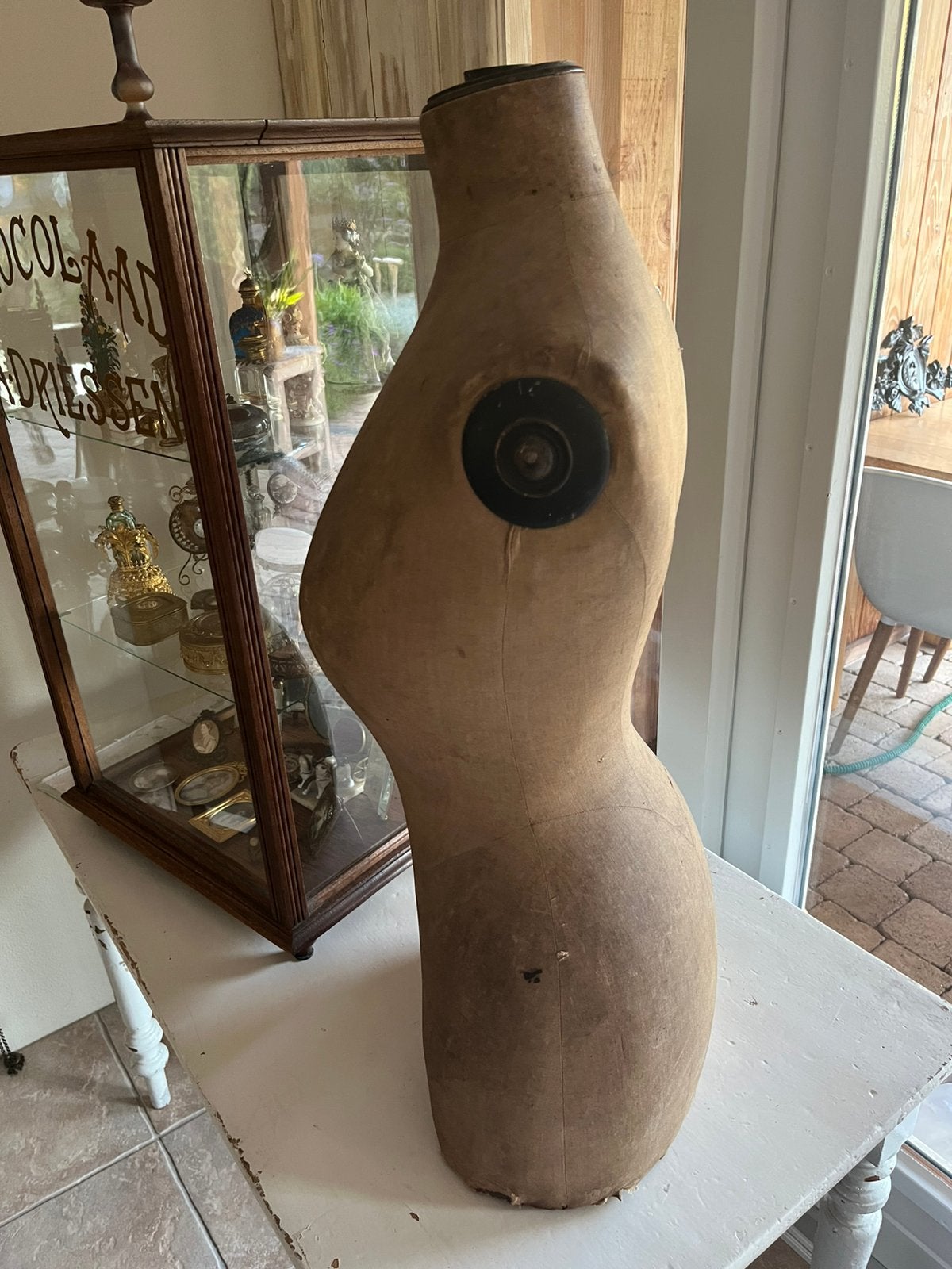 Antieke Stockman wespentaille paspop buste duivenborstje, Antiek en Kunst, Curiosa en Brocante, Ophalen