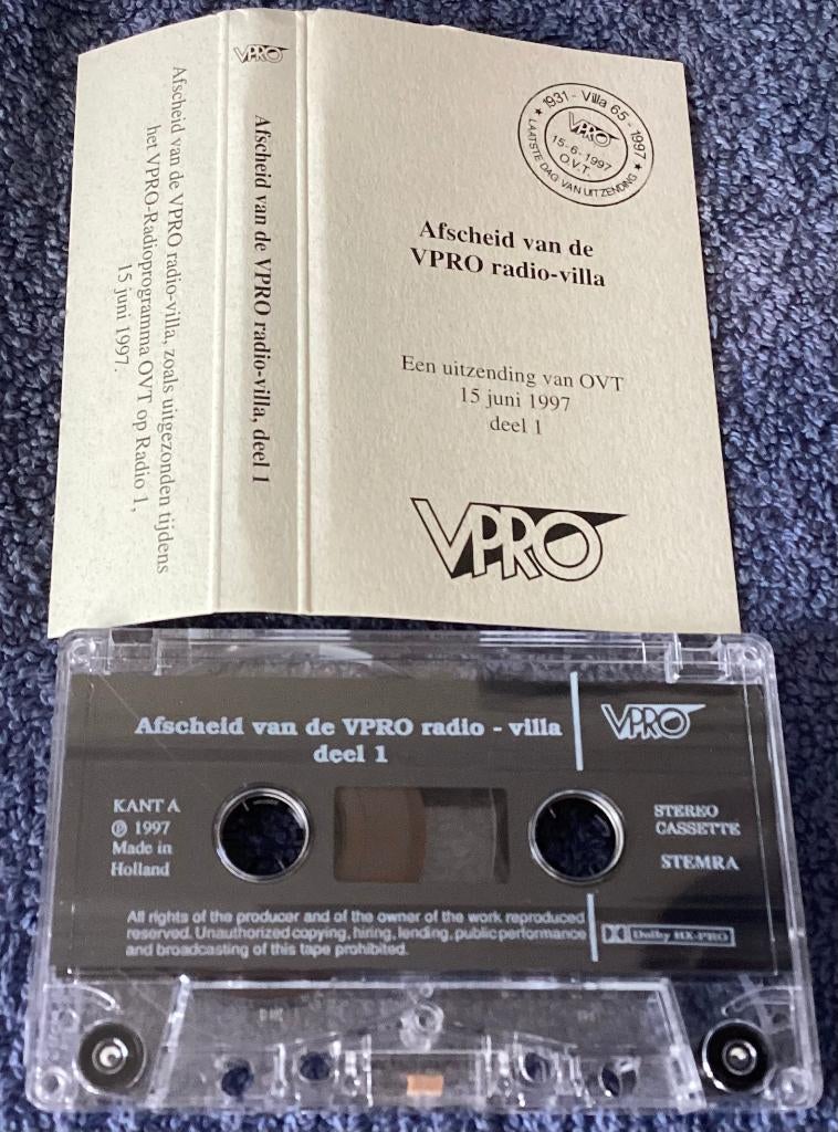 VPRO afscheid van VPRO radio villa cassette, Cd's en Dvd's, Cassettebandjes, Gebruikt, Overige genres, 1 bandje, Ophalen of Verzenden