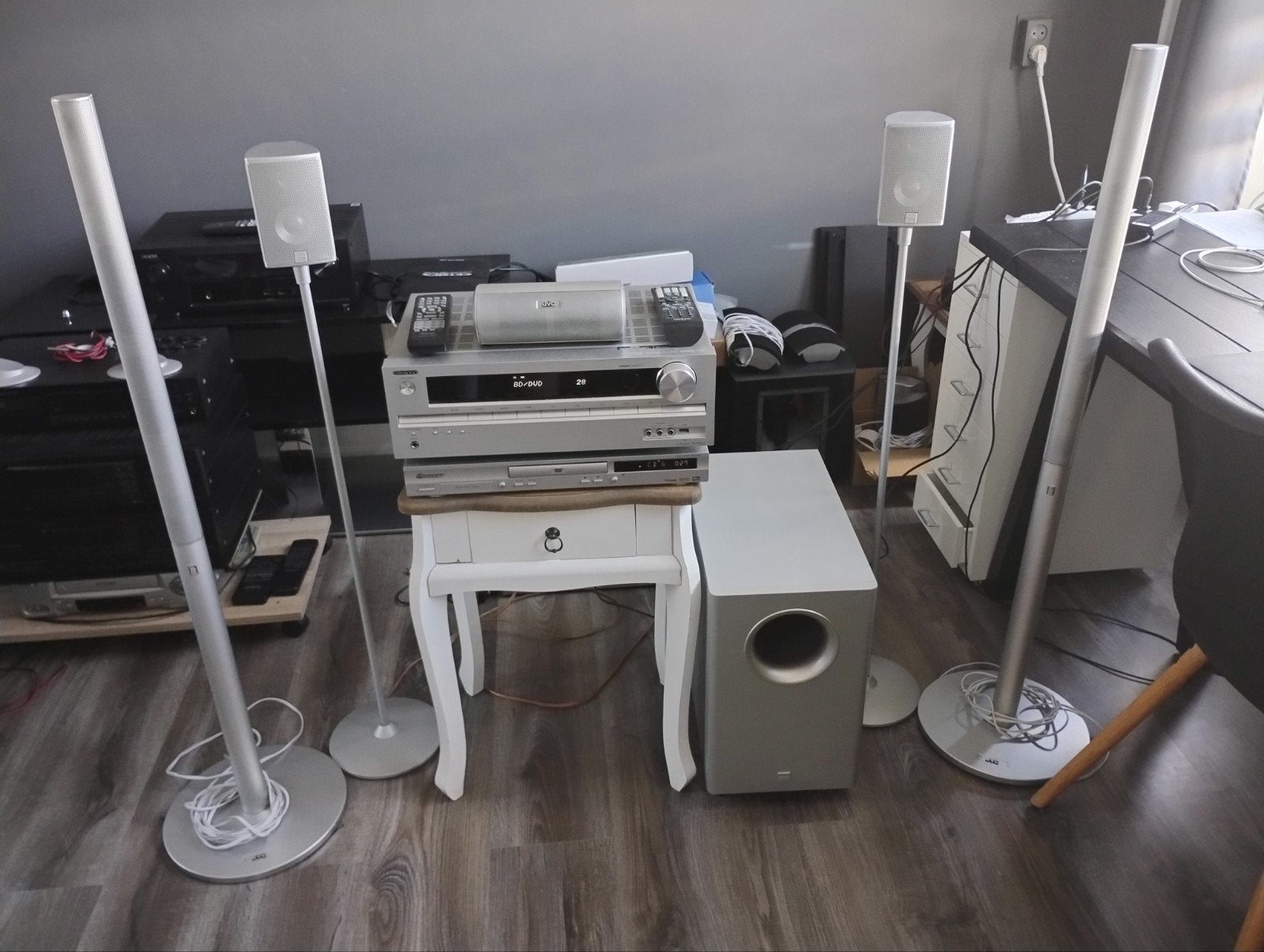 Onkyo TX-SR313 5.1 HDMI 2 Canton speakers + subwoofer 3x JVC, Gebruikt, 70 watt of meer, 5.1-systeem, Overige spelers
