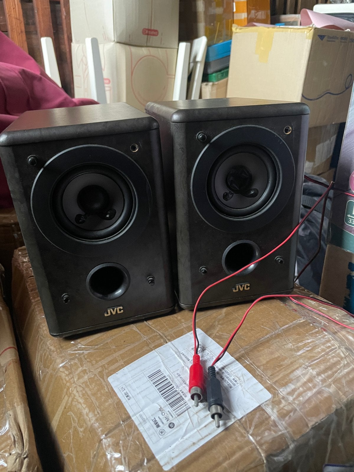 JVC speakers 20W, Gebruikt, Inclusief kabels, JVC, Ophalen of Verzenden