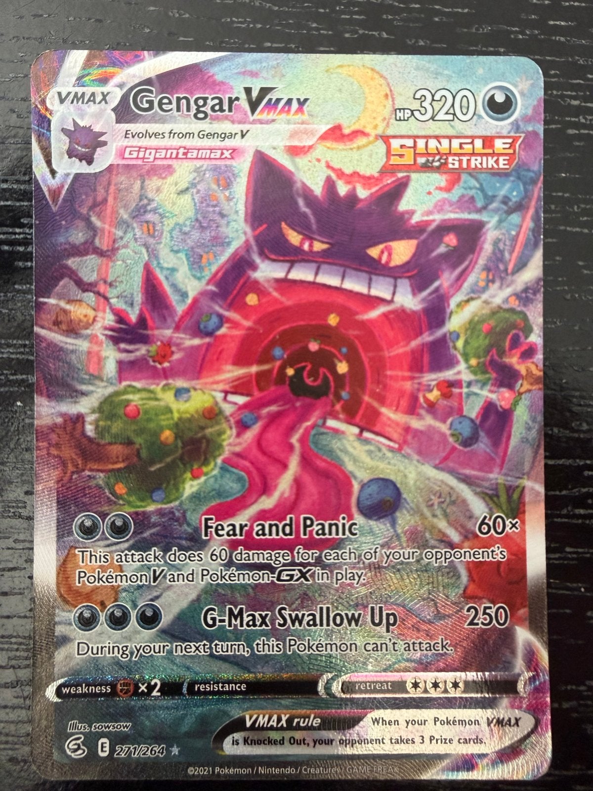 Gengar VMAX Pokémon kaart 271/264 Fusion Strike, Ophalen, Gebruikt, Losse kaart