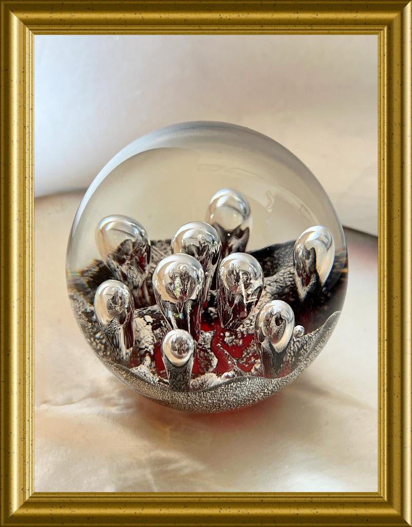 Mooie presse papier, paperweight, rood / zilver, Ophalen of Verzenden