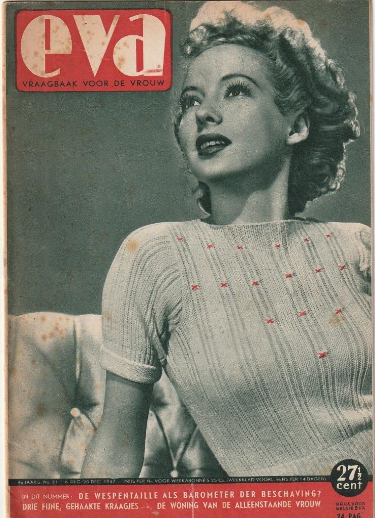 Vintage tijdschrift Eva 1947 n.21 recepten & mode, Verzenden, 1940 tot 1960, Nederland, Tijdschrift
