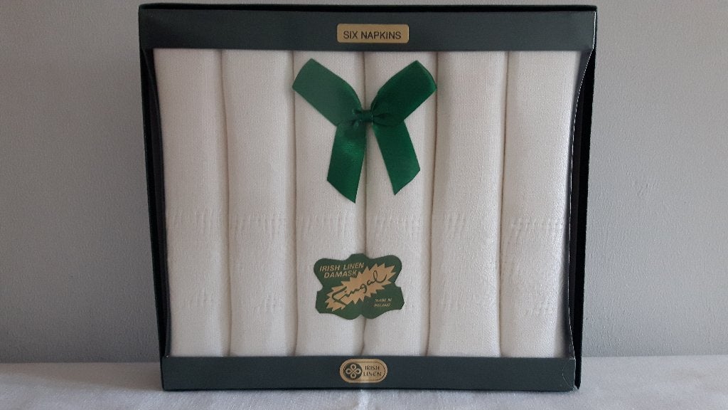 Zes Fingal Irish Damask linnen servetten. Kleur wit., Huis en Inrichting, Keuken | Servies, Textiel, Overige typen, Nieuw, Ophalen of Verzenden