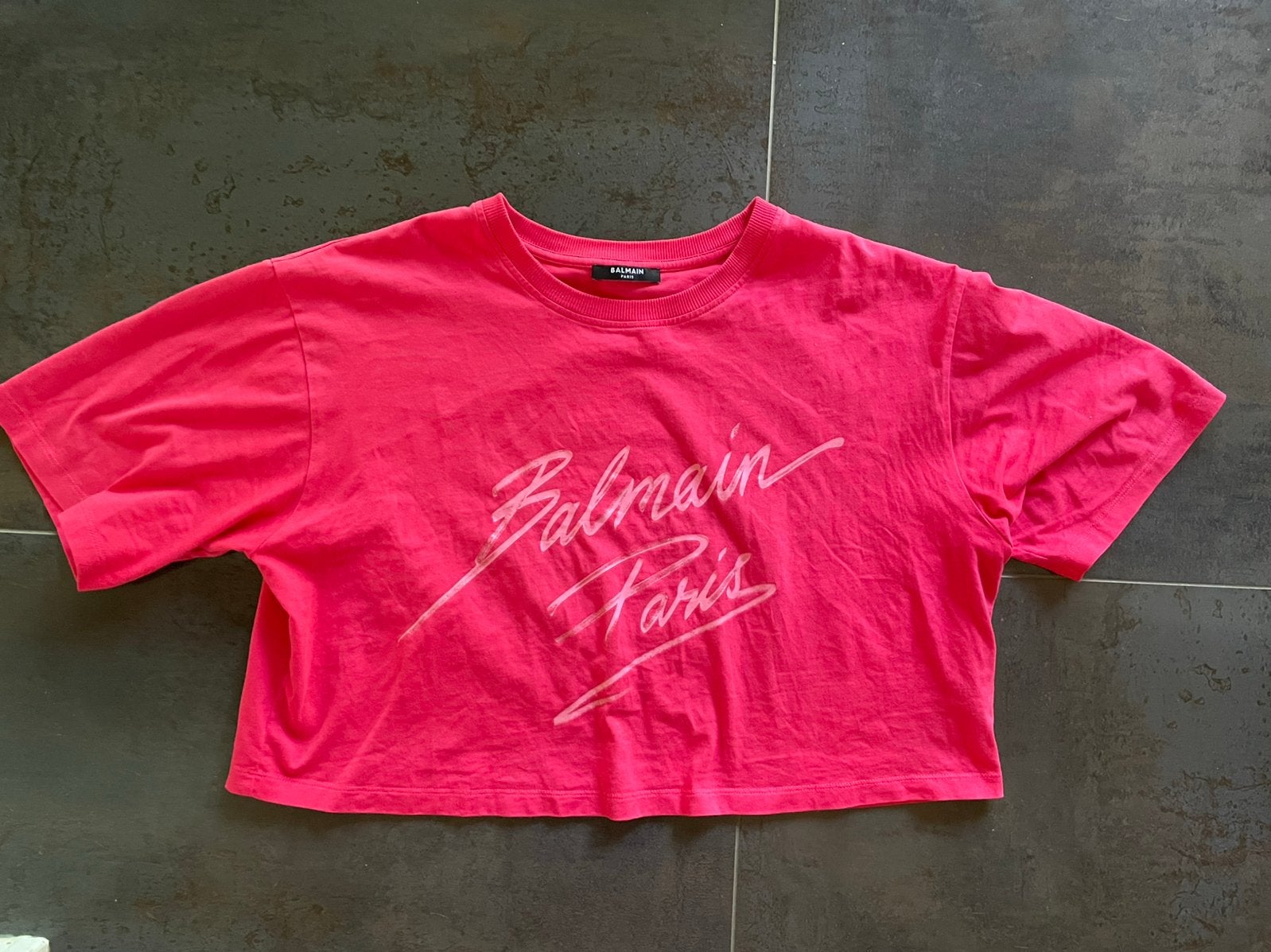 Balmain paris origineel designer cropped shirt roze mt M, Maat 38/40 (M), Ophalen of Verzenden, Zo goed als nieuw, Korte mouw