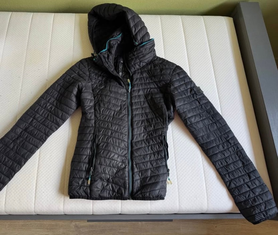 Superdry Fuji dames jas - Zwart maat S, Ophalen of Verzenden, Gedragen, Maat 36 (S), Zwart