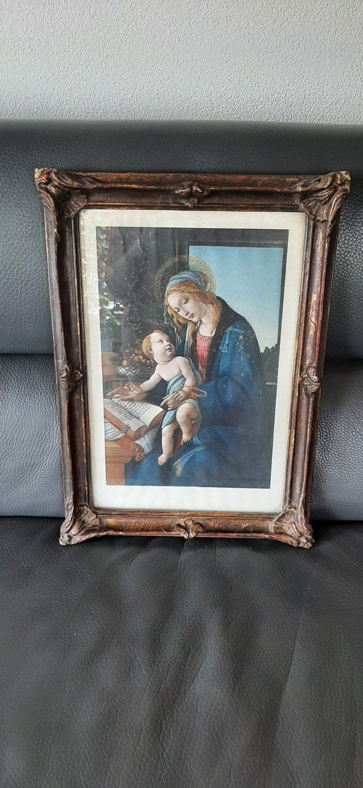 Reproductie madonna met kind in sierlijke lijst, Antiek en Kunst, Kunst | Schilderijen | Klassiek, Ophalen