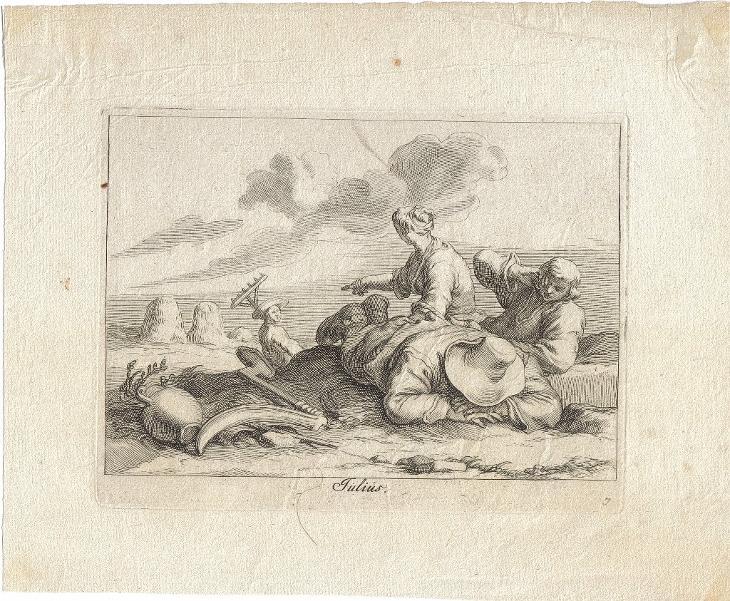 Onvermelde Maker naar Abraham Bloemaert ets "Julius", Antiek en Kunst, Ophalen, Dagelijks leven, Ets, 1700 - 1799