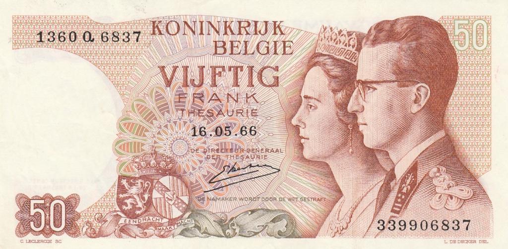 50 Frank 1966 België, Ophalen of Verzenden, Los biljet