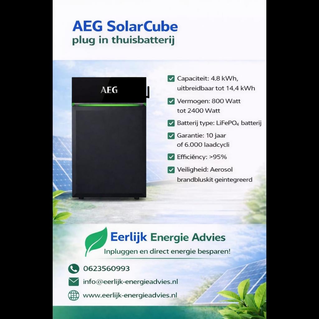 AEG SolarCube Plug in thuisbatterij incl brandbluskit, Ophalen of Verzenden, Nieuw, AEG