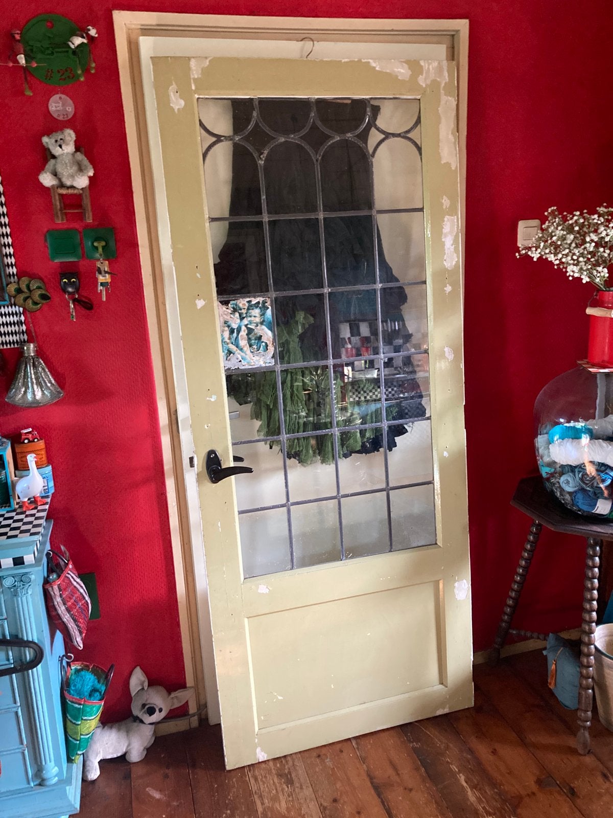 Glas in lood deur, Ophalen, Gebruikt, 80 tot 100 cm, Binnendeur