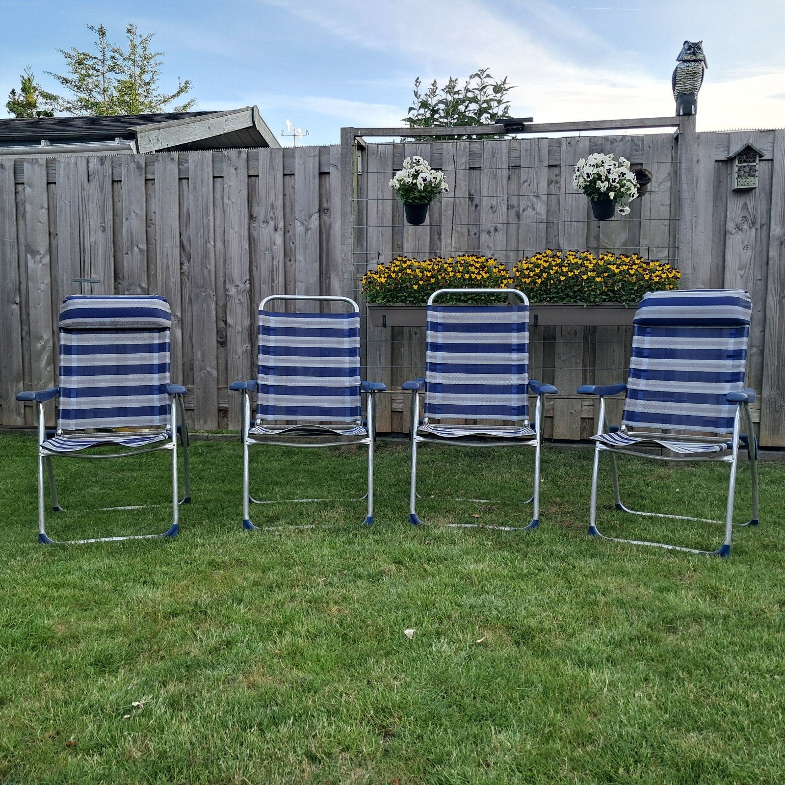 4 crespa stoelen voor €75,00 blauw gestreept, Caravans en Kamperen, Ophalen of Verzenden