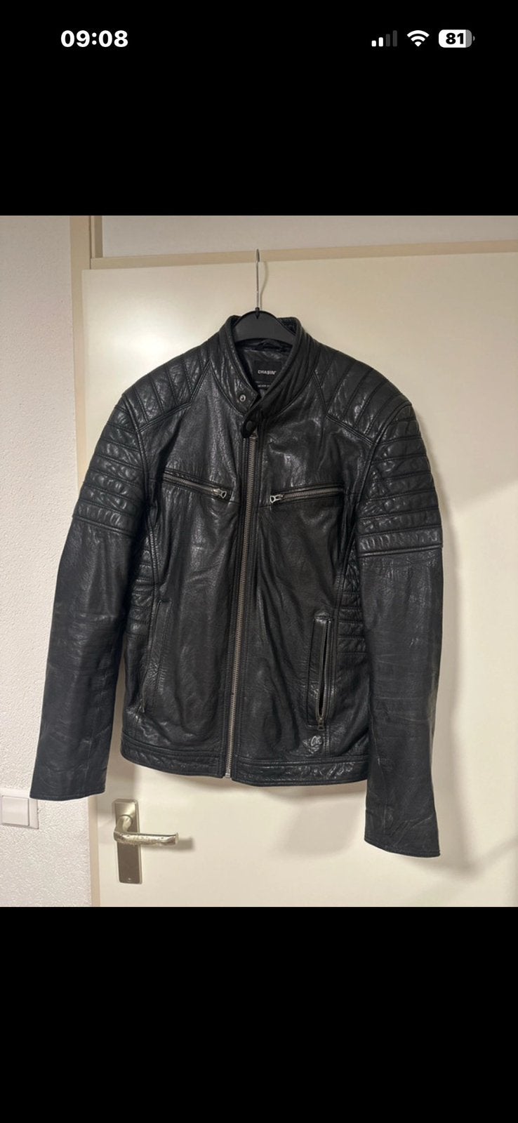 Stijlvol Zwart Leren Bikerjack Heren, Ophalen of Verzenden, Zo goed als nieuw, Maat 48/50 (M), Zwart
