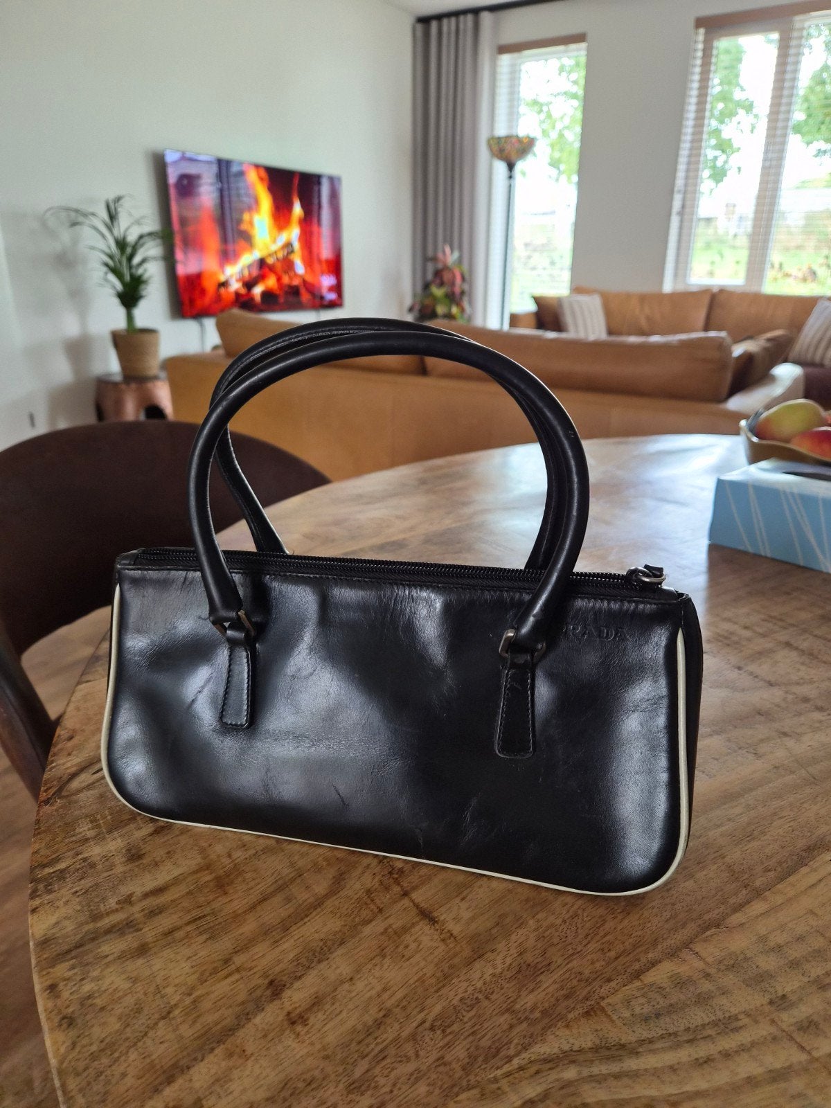 Prada tas zwart leer met lichte gebruikerssporen, Ophalen of Verzenden