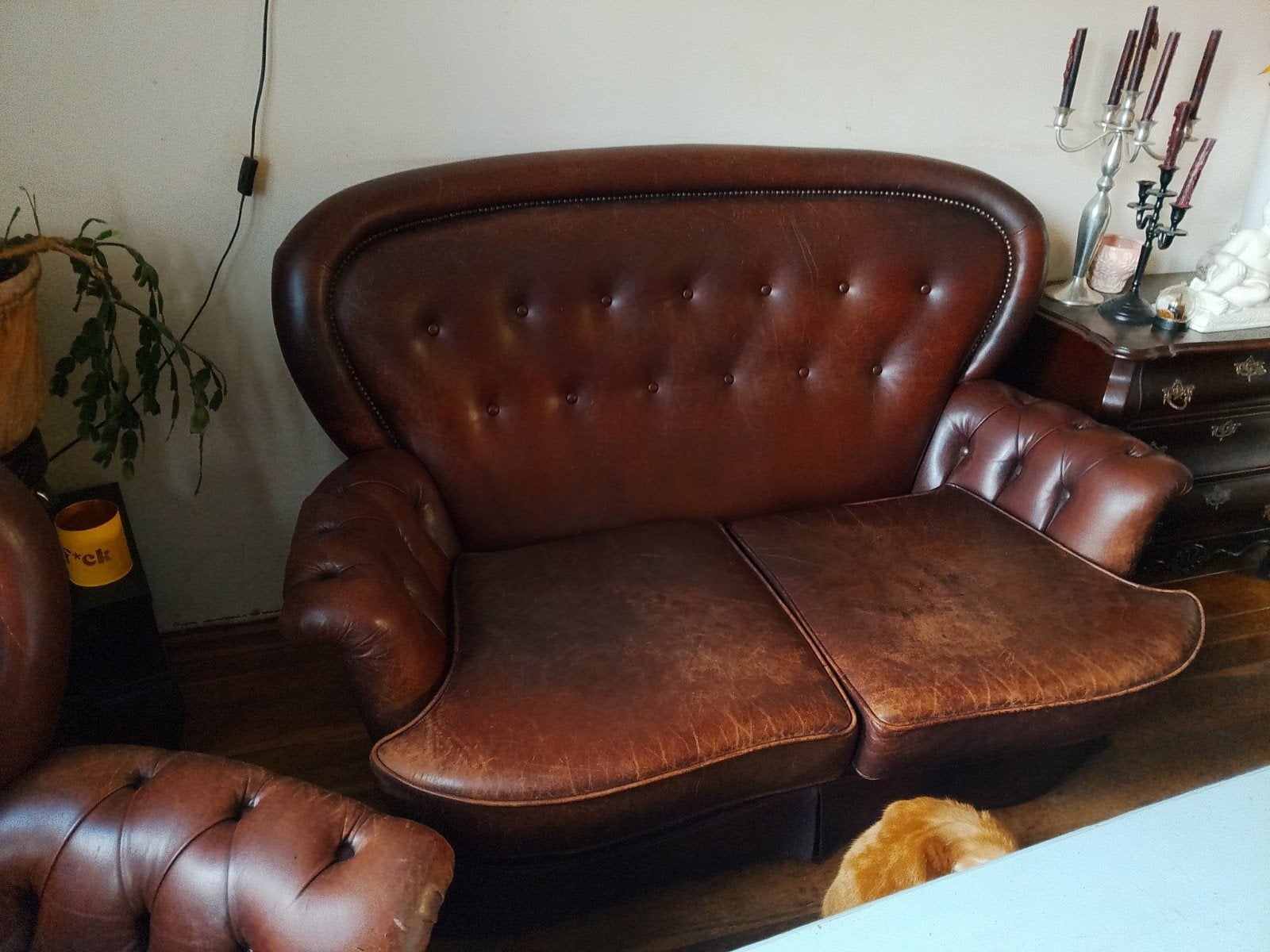 Chesterfield style set: 2 fauteuils en 2-zitsbank - snel weg, Huis en Inrichting, Ophalen, Gebruikt, Minder dan 75 cm, 150 tot 200 cm