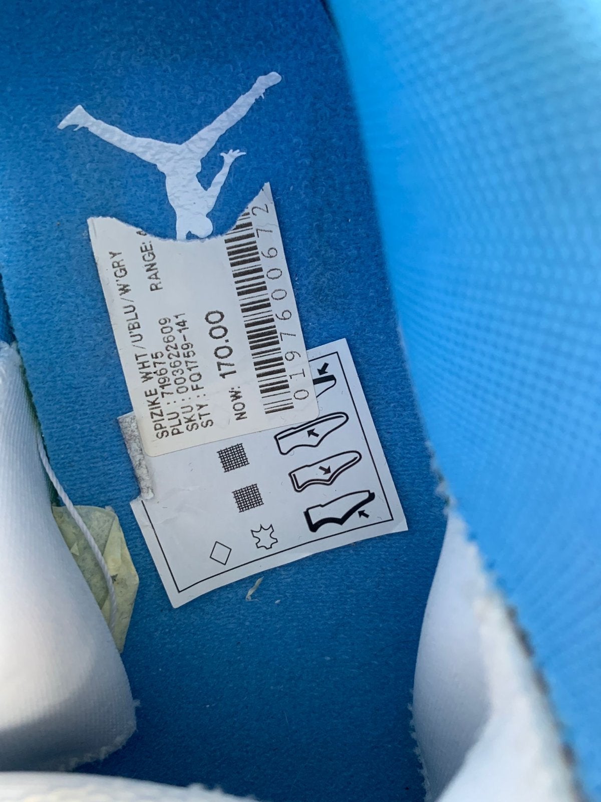 Nike Jordan Spizike Low sneakers - Wit/Blauw, Ophalen of Verzenden, Zo goed als nieuw, Wit, Sneakers of Gympen