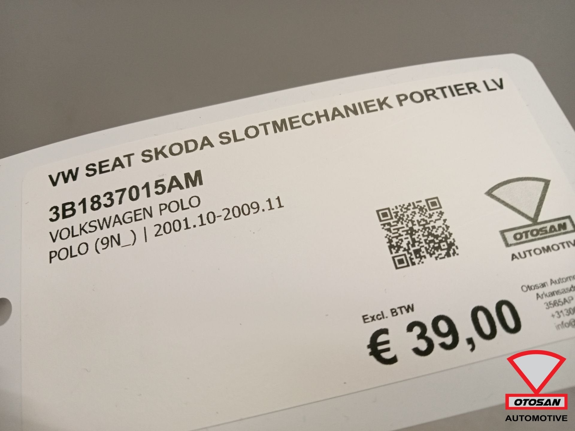 VW Seat Skoda Slotmechaniek Portier Links Voor 3B1837015AM, Gebruikt, Volkswagen, Volkswagen AG, Voor
