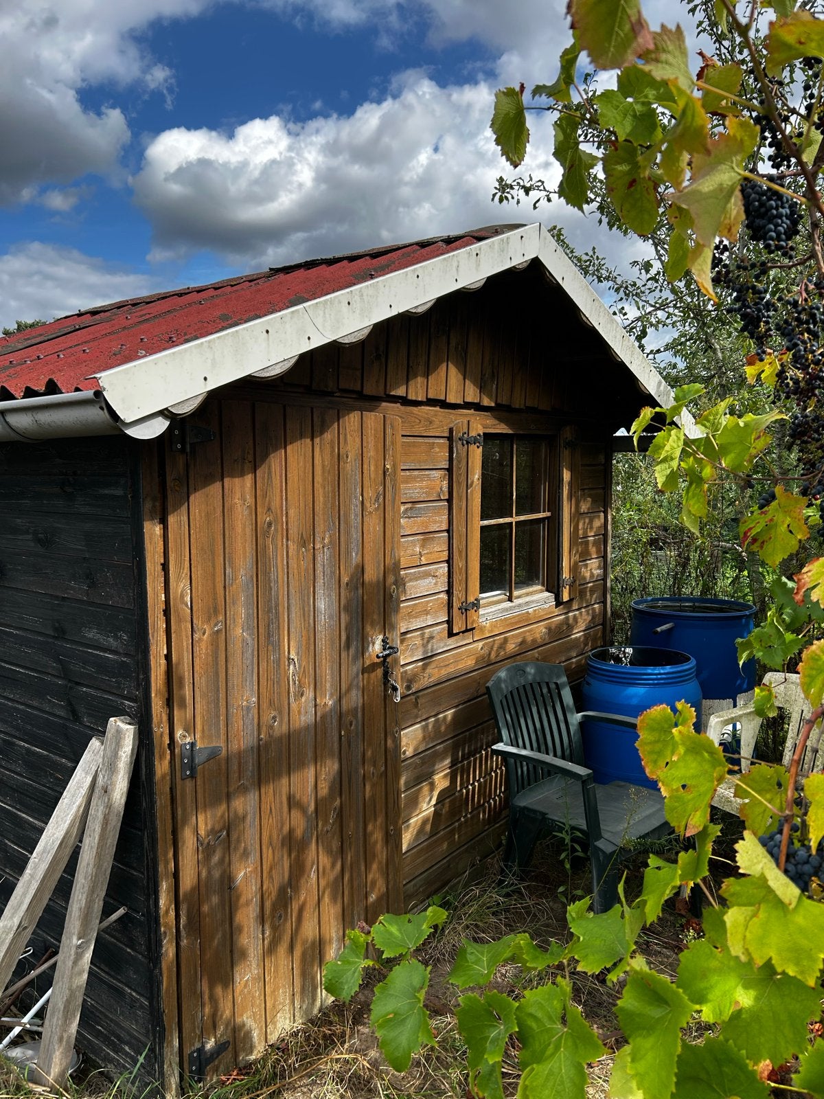 Houten schuur met raam en deur, Tuin en Terras, Tuinhuizen, Ophalen, 250 tot 500 cm, Schuur, 1 raam