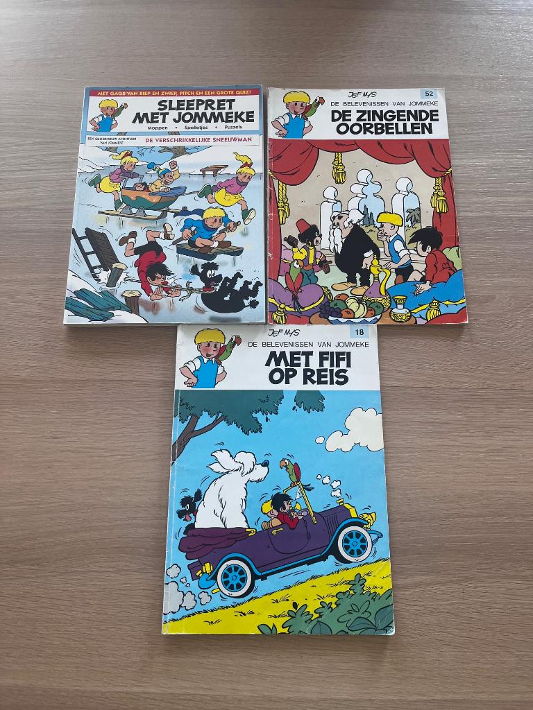 Jommeke 3 Strips - Zingende oorbellen, Met fifi op reis, Boeken, Eén stripboek, Ophalen of Verzenden, Gelezen