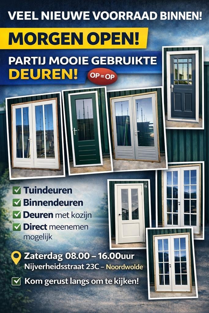 Gebruikte deuren en ramen met kozijn - Diverse soorten, Doe-het-zelf en Verbouw, Ophalen, Gebruikt, 80 tot 100 cm, Overige typen
