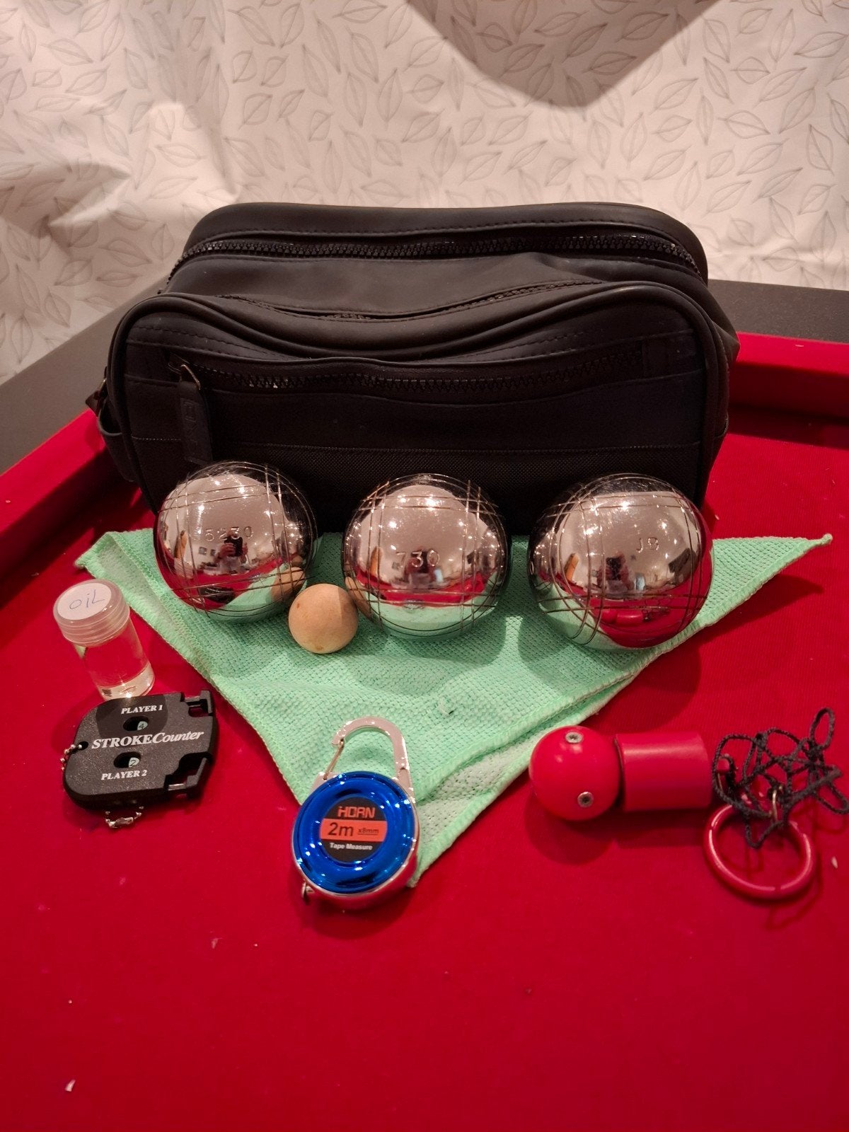 Obut of JB petanque set met accessoires zie beschr, Ophalen of Verzenden