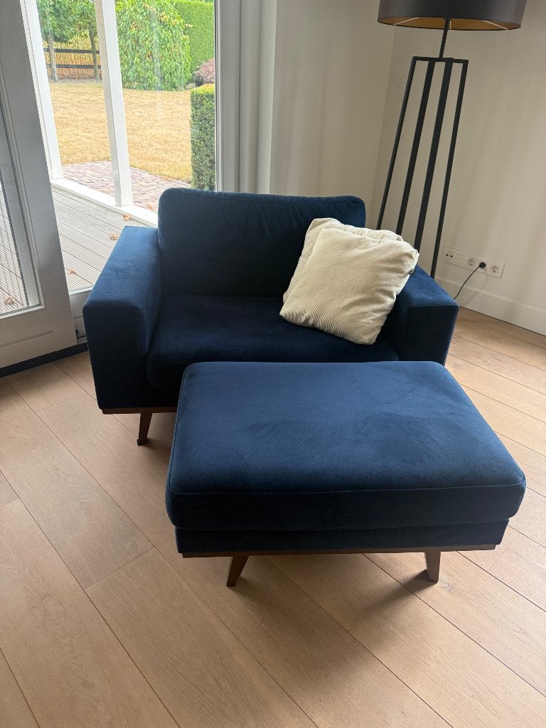 Loveseat  TORINO donkerblauw Velours , NOUS living, Ophalen