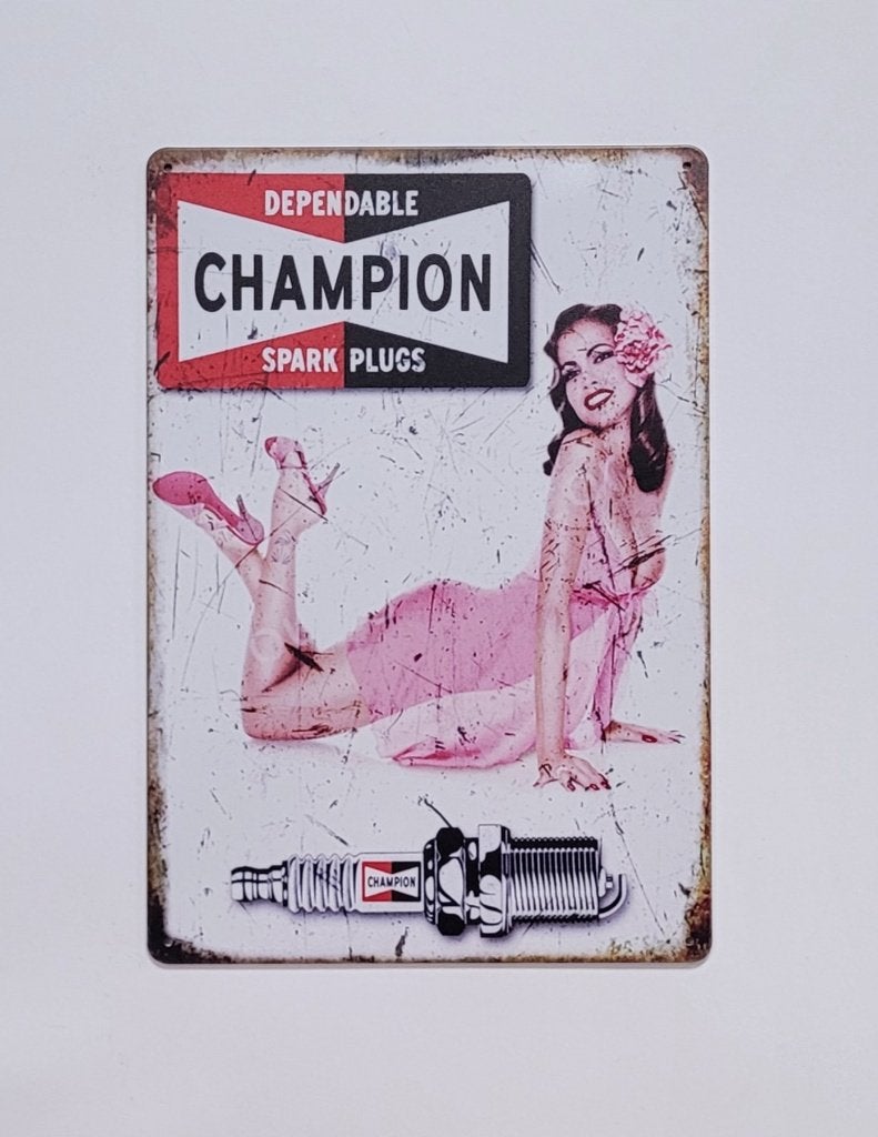 Champion Bougies vrouw reclamebord van metaal wandbord deco, Info@deconoord.nl, Deco Noord, Nieuw, Ophalen of Verzenden
