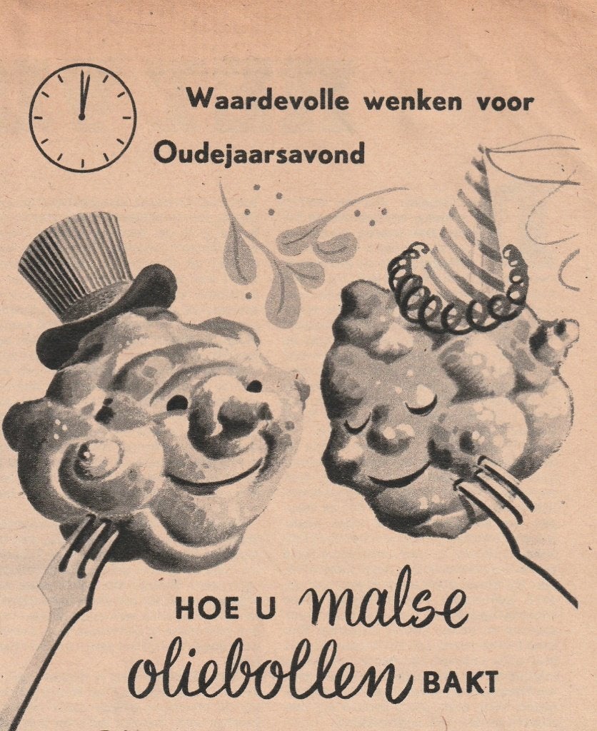 retro reclame 1951 Blue Band oliebollen recept jaren 50, Verzenden, Overige typen
